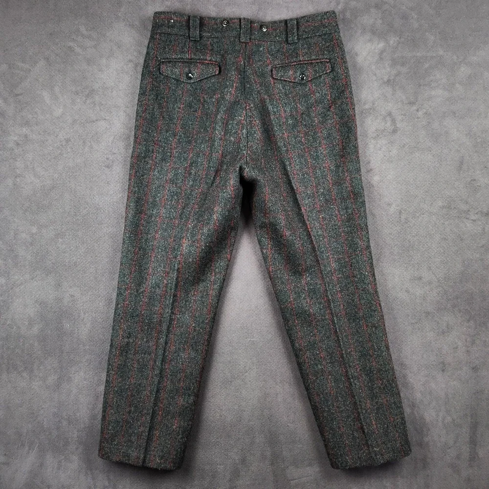 Vintage Woolrich Hunting Pants Mens 36 Gray Red Plaid Malone Heavy Wool USA Made - Picture 2 of 12